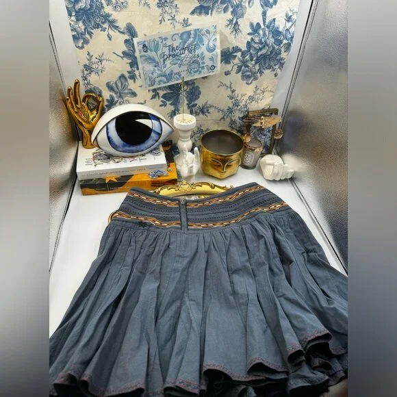 🆕 ISABEL MARANT ETOILE 🧿 NWOT Breeda Cotton Embroidered Mini Skirt -SZ 38 - Picture 16 of 16